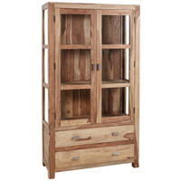 VITRINE Inka in massiv Sheesham Sheeshamfarben  - Messingfarben/Sheeshamfarben, LIFESTYLE, Glas/Holz (104/182/44cm) - Landscape