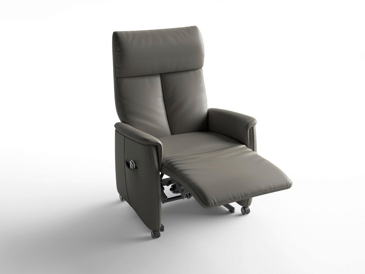 RELAXSESSEL TV CREMONA COMFORT E L3 Echtleder Kopfteilverstellung, Fußteilverstellung, Rücken echt    - Anthrazit/Schwarz, Basics, Leder/Kunststoff (76/114/84cm) - Sit & More