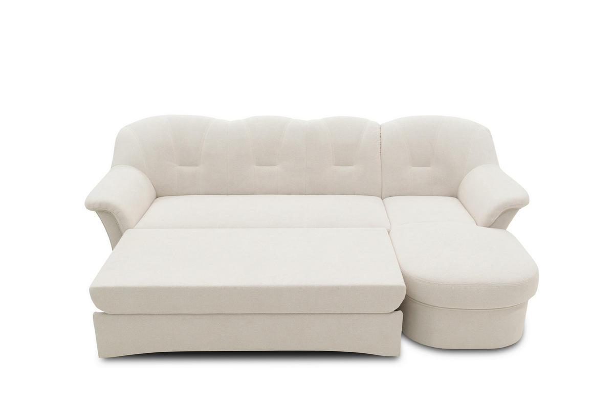 ECKSCHLAFSOFA  FLORES FK Creme Mikrofaser  - Creme/Schwarz, KONVENTIONELL, Kunststoff/Textil (231/142/84cm) - MID.YOU