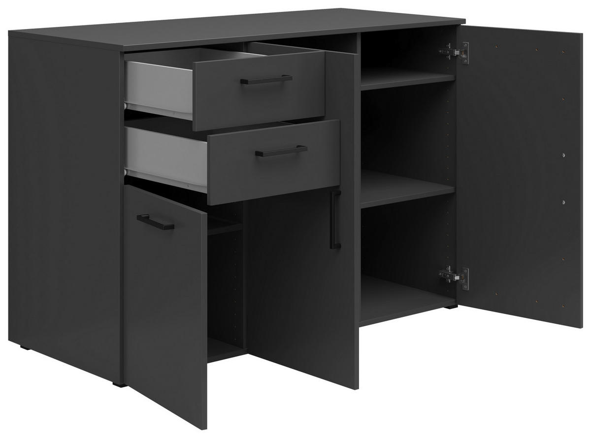 KOMODA, barvy grafitu, 120/83/52 cm - černá/barvy grafitu, Moderní, kompozitní dřevo/plast (120/83/52cm) - Carryhome
