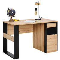 Birou in material pe bază de lemn  - stejar Artisan/negru, Konventionell, material pe bază de lemn (120/63/76cm) - Voleo