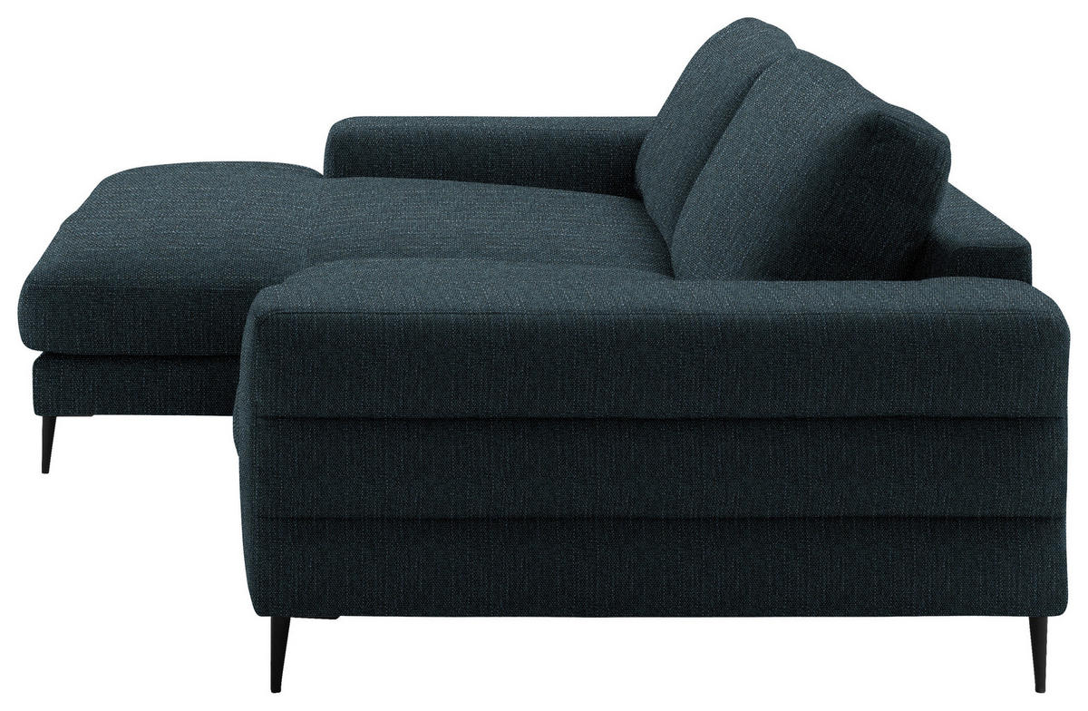 ECKSOFA in Flachgewebe Petrol  - Petrol/Schwarz, Design, Textil/Metall (177/253cm) - Dieter Knoll