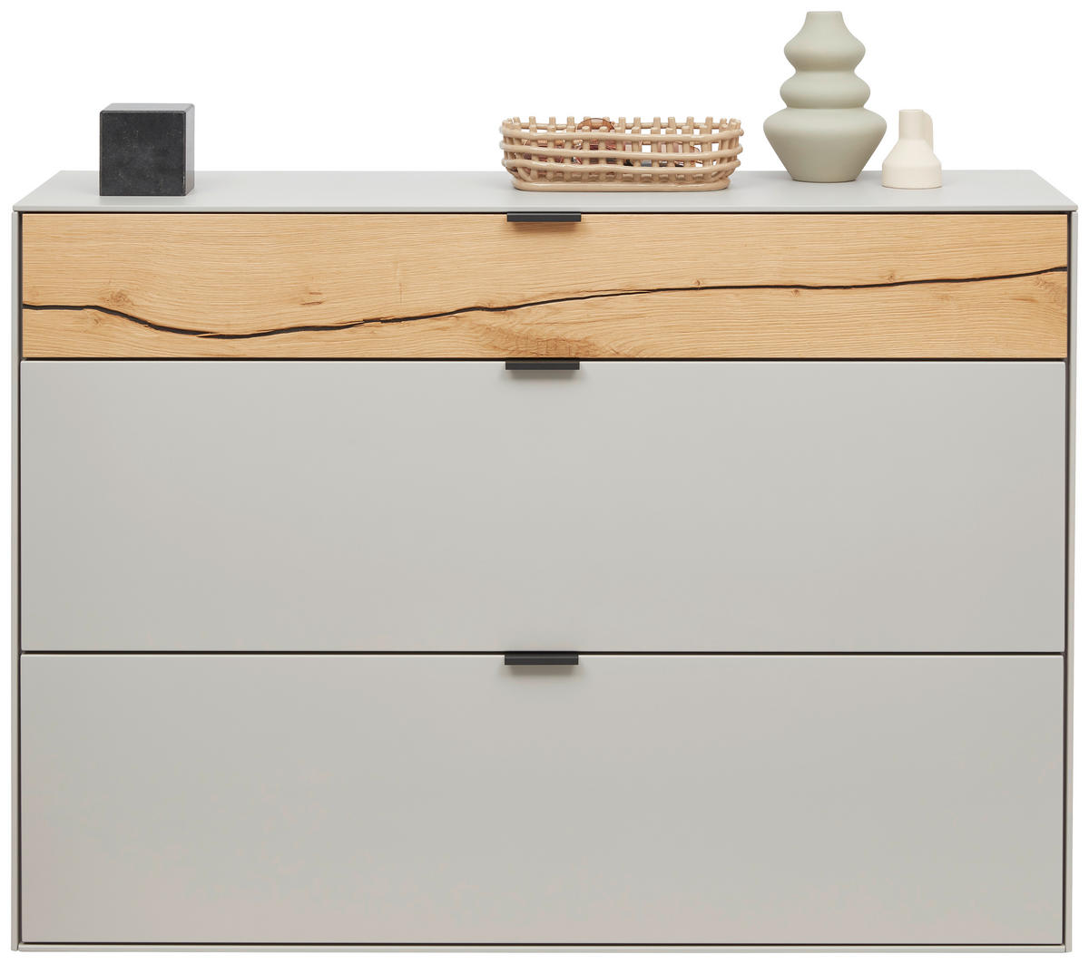 HÄNGESCHUHSCHRANK Wildeiche massiv Grau, Wildeiche  - Wildeiche/Schwarz, Design, Holz/Holzwerkstoff (121,9/85,9/37,1cm) - Dieter Knoll