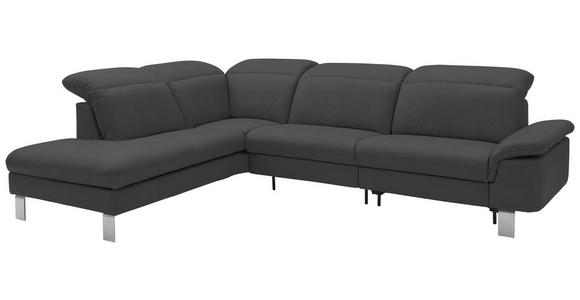 ECKSOFA in Echtleder Grau 233/309 cm - Edelstahlfarben/Grau, Design, Leder/Metall (233/309cm) - Dieter Knoll