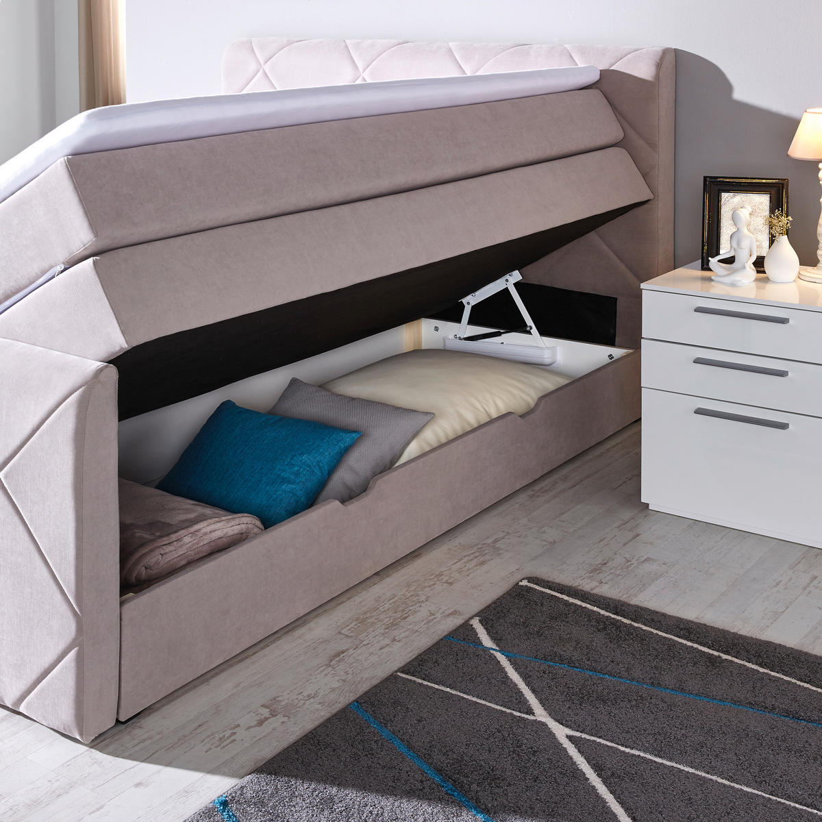 BOXSPRINGBETT 140/200 cm  in Grau  - Schwarz/Grau, Trend, Kunststoff/Textil (140/200cm) - Xora