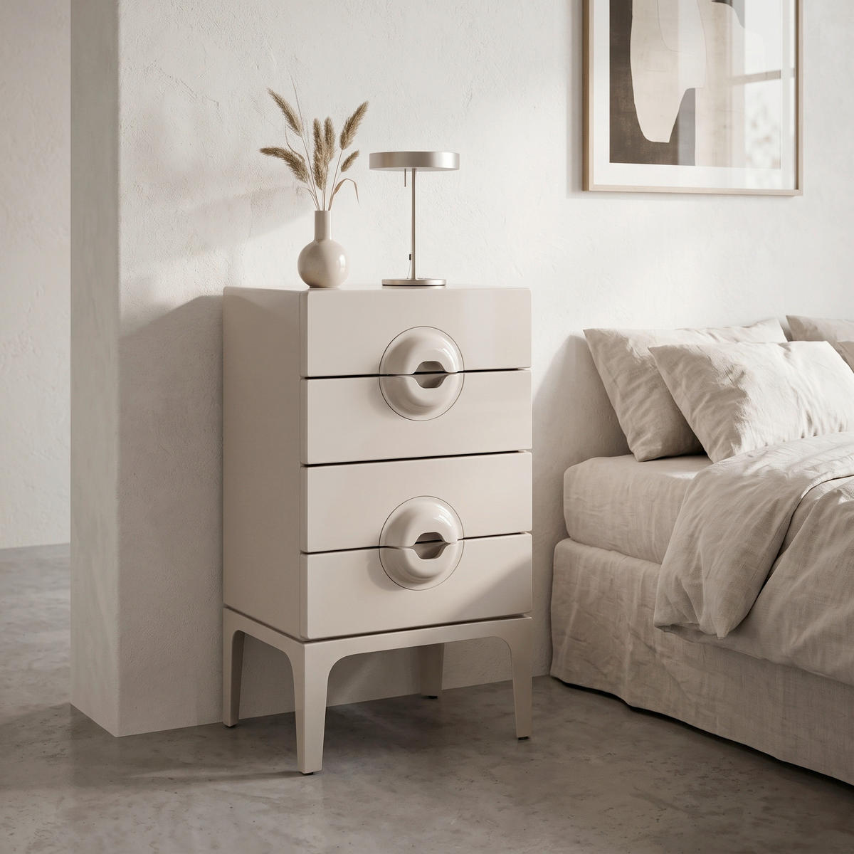 KOMMODE Merge, 44/89/45 cm, 4 Schublade(n)  - Greige, Design, Holz (44/89/45cm) - Livetastic