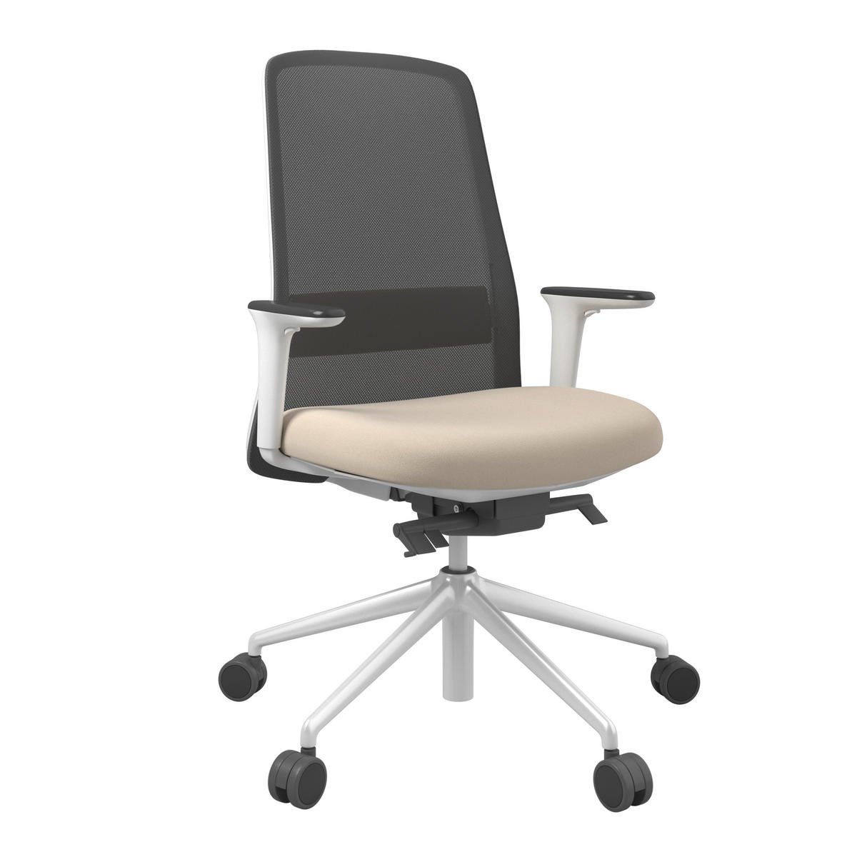 DREHSTUHL Schwarz, Weiß, Beige  - Beige/Schwarz, MODERN, Kunststoff/Textil (70/103-115/70cm)