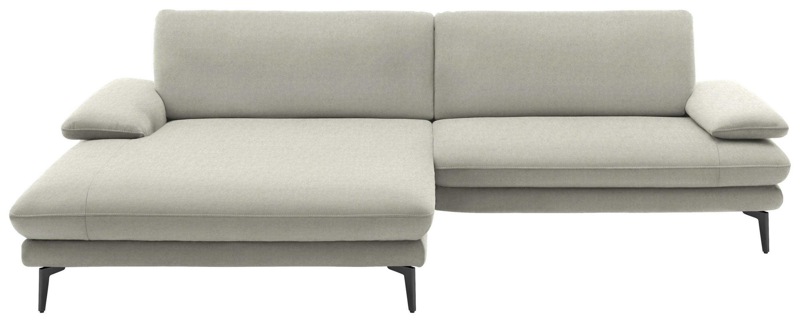 ECKSOFA in Velours Ecru  - Ecru/Schwarz, Design, Textil/Metall (184/284cm) - Dieter Knoll