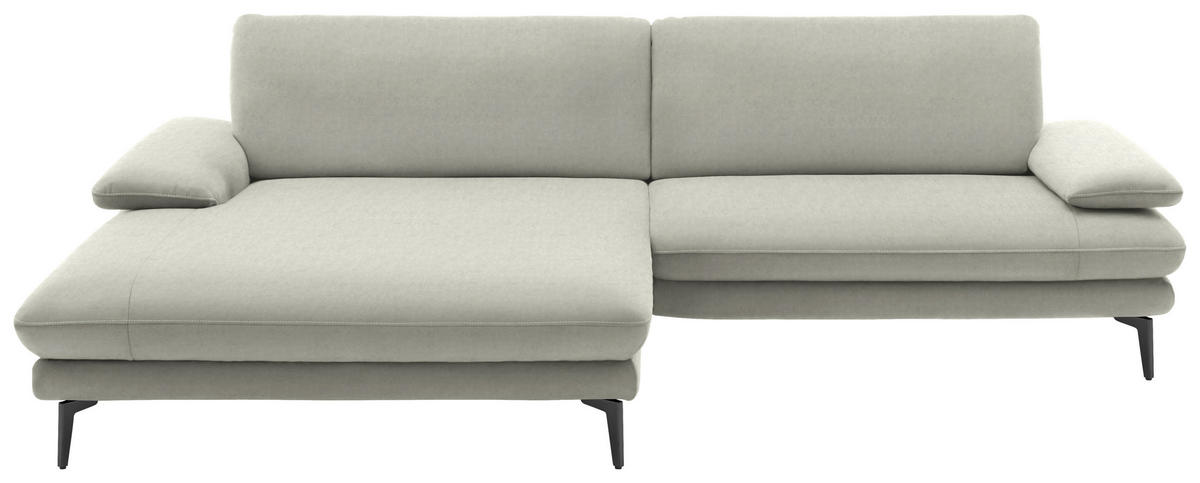 ECKSOFA in Velours Ecru  184/284 cm  - Ecru/Schwarz, Design, Textil/Metall (184/284cm) - Dieter Knoll