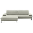 ECKSOFA  in Velours Ecru  184/284 cm  - Ecru/Schwarz, Design, Textil/Metall (184/284cm) - Dieter Knoll