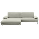 ECKSOFA in Velours Ecru  184/284 cm  - Ecru/Schwarz, Design, Textil/Metall (184/284cm) - Dieter Knoll