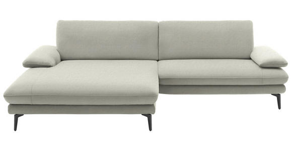 ECKSOFA  in Velours Ecru  184/284 cm  - Ecru/Schwarz, Design, Textil/Metall (184/284cm) - Dieter Knoll