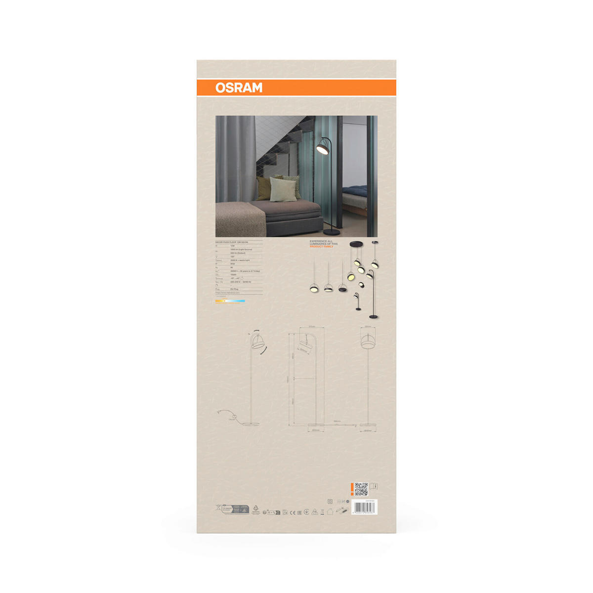 LED-STEHLEUCHTE 25/37,5/143 cm    - Schwarz, Design, Kunststoff/Metall (25/37,5/143cm) - Osram