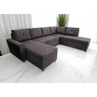 WOHNLANDSCHAFT TERMOLI Graubraun Cord  - Graubraun/Schwarz, Design, Kunststoff/Textil (155/297/212cm) - MID.YOU