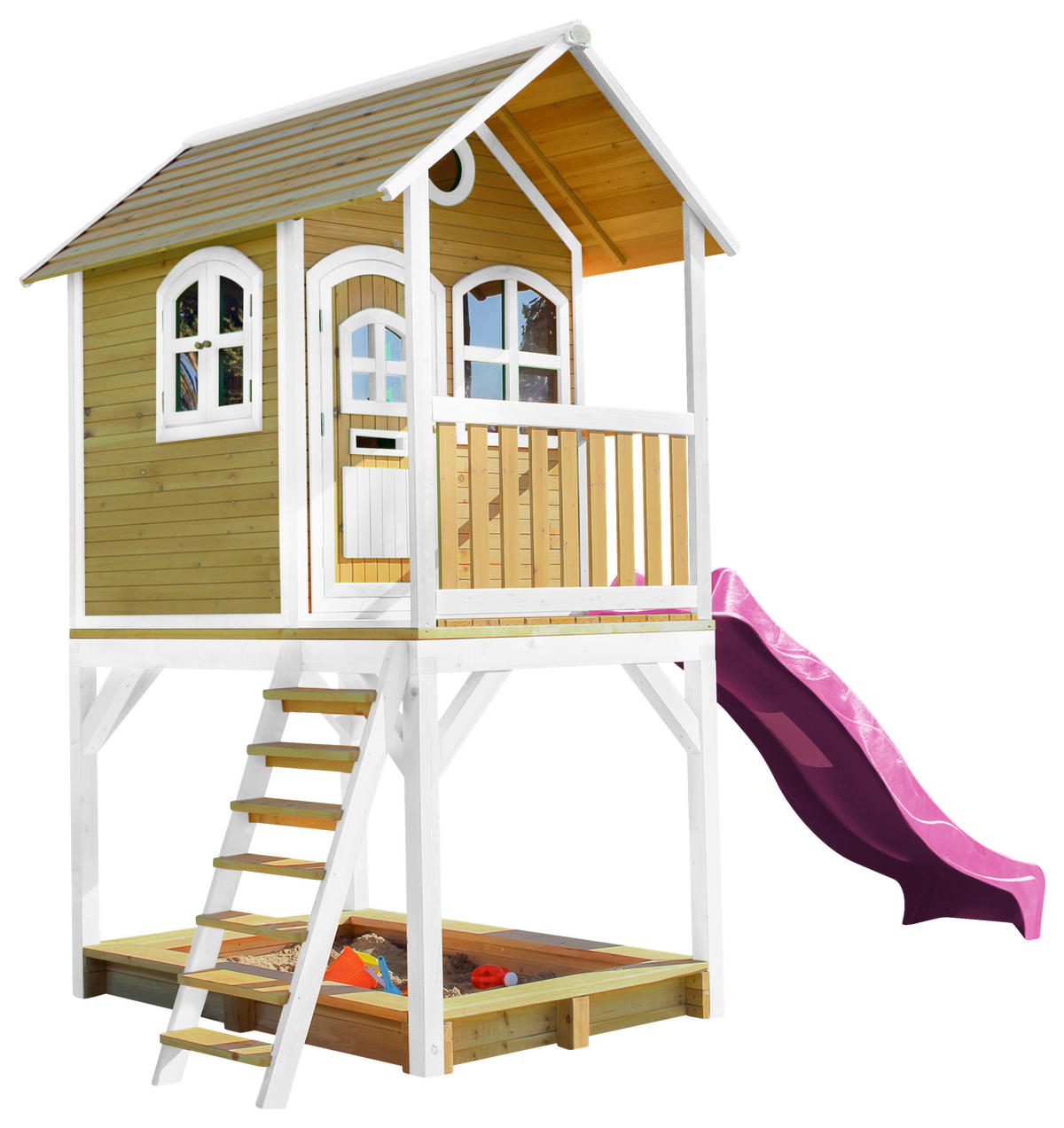 SPIELHAUS SARAH 370/291/191 cm  - Lila/Braun, KONVENTIONELL, Holz/Kunststoff (370/291/191cm) - Ambia Garden