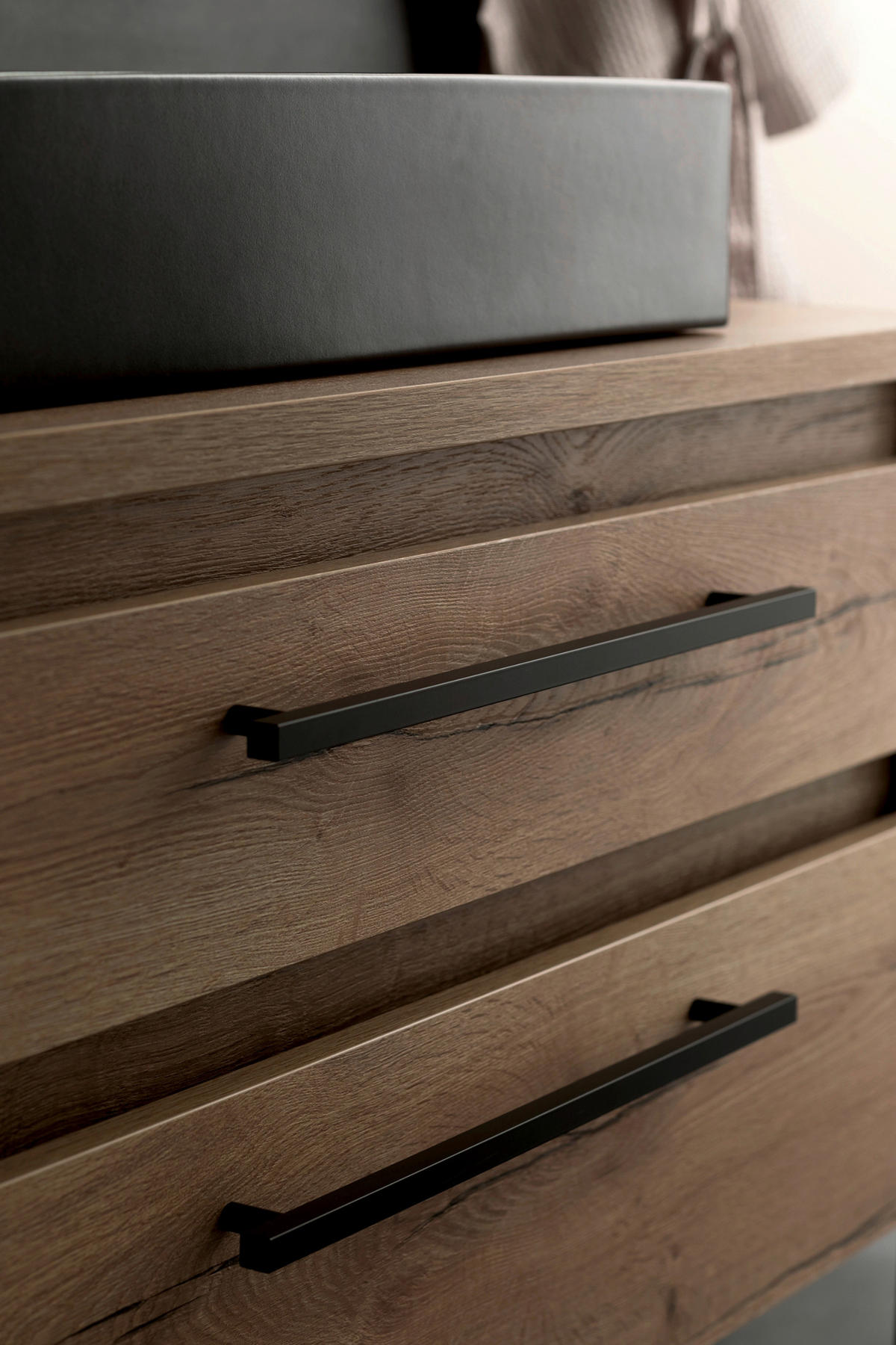 WASCHTISCHKOMBI 164,6 cm  - Eichefarben/Schwarz, Design, Keramik/Holzwerkstoff (164,6cm) - Schöner Wohnen