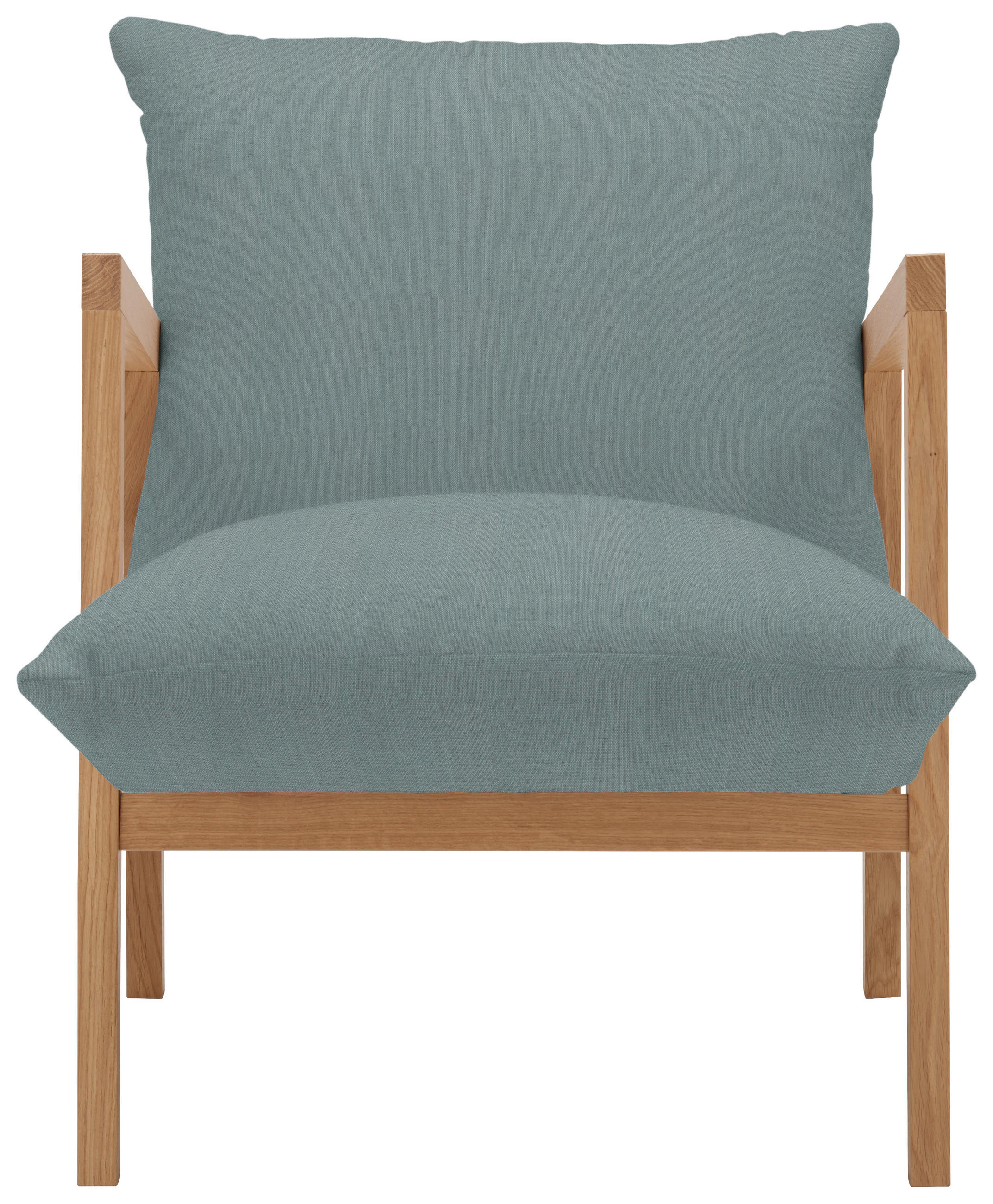 SESSEL Webstoff Blau, Grau    - Blau/Eichefarben, Design, Holz/Textil (65/80/85cm) - Carryhome