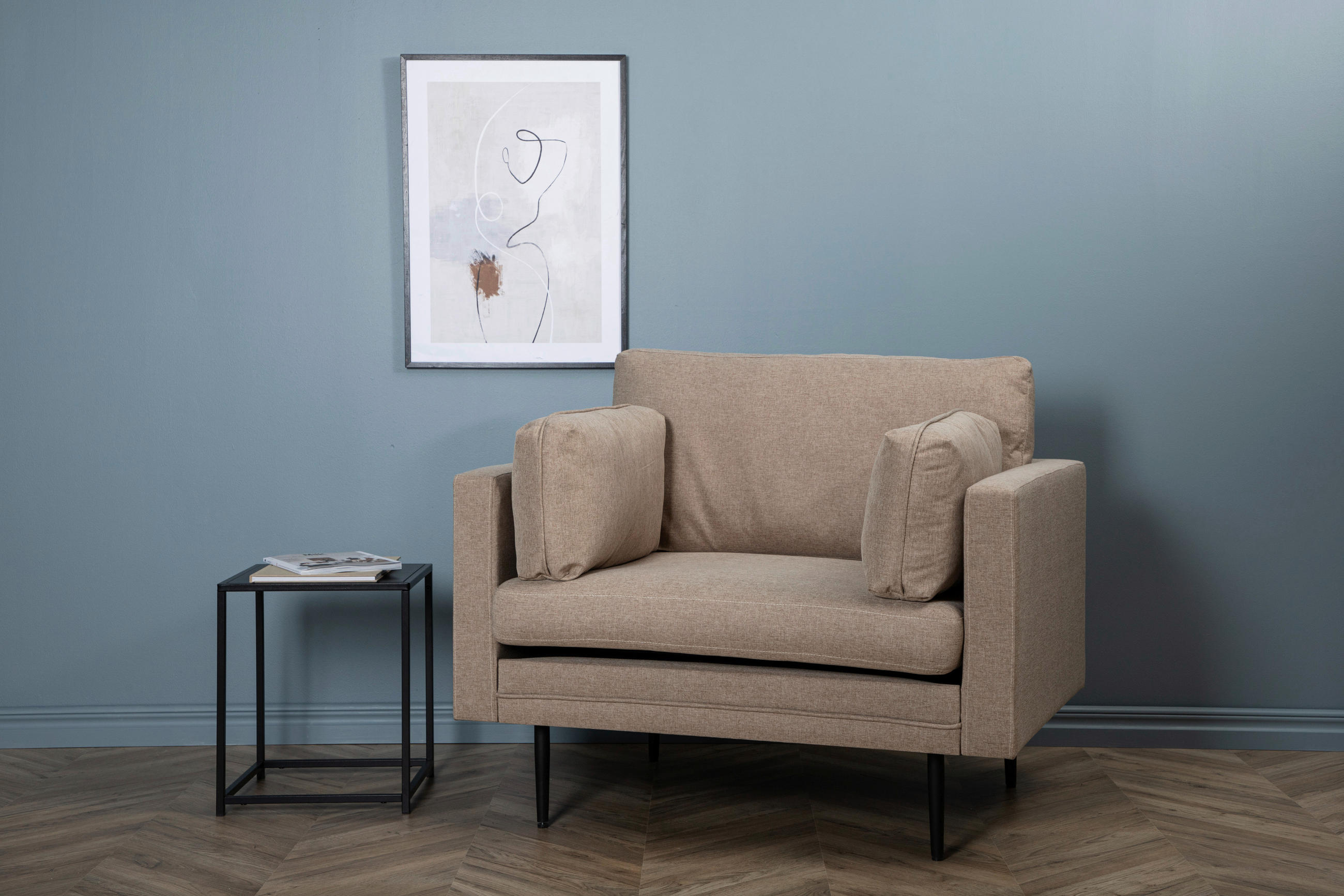 SESSEL in Textilgeflecht Schwarz, Hellbraun  - Hellbraun/Schwarz, Design, Kunststoff/Textil (110/84/86cm) - Livetastic
