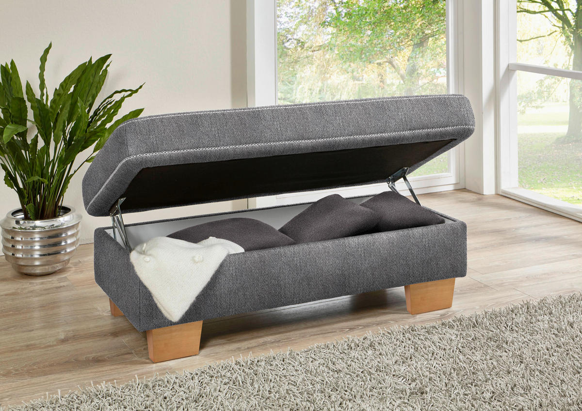 ECKSOFA in Mikrofaser Grau  226/273 cm  - Eichefarben/Beige, Natur, Holz/Textil (226/273cm) - Beldomo System