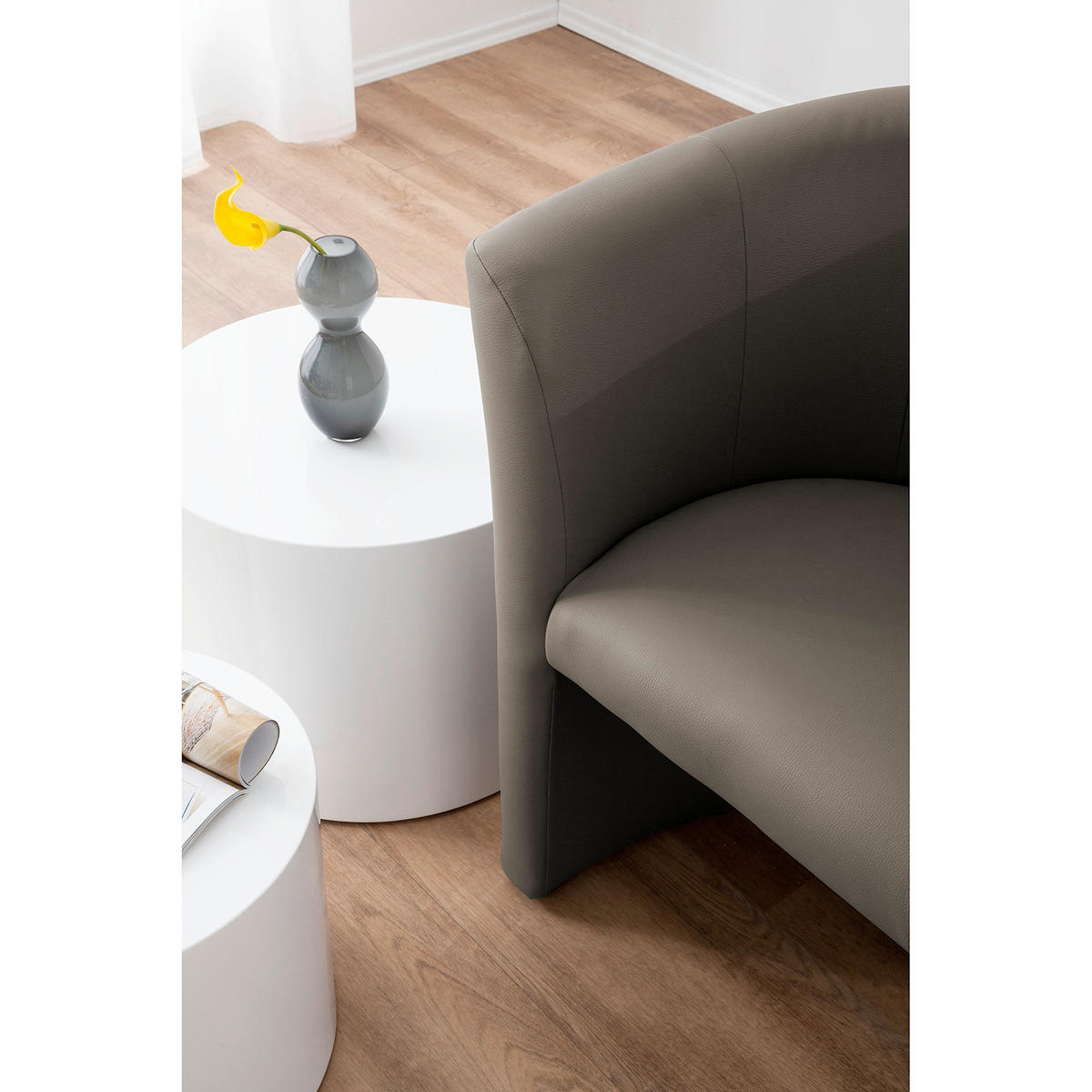 COCKTAILSESSEL Lederlook Hellbraun  - Hellbraun/Schwarz, Design, Kunststoff/Textil (66/75/56cm) - Livetastic