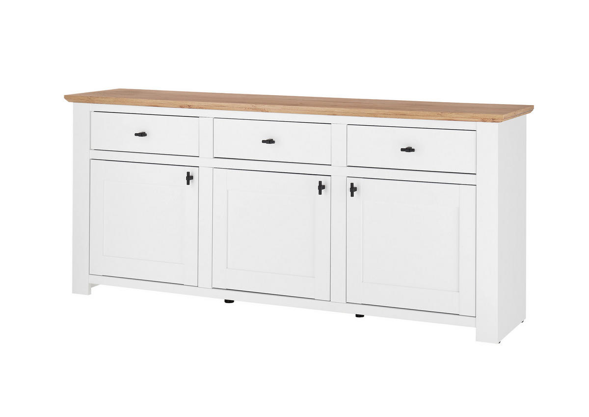 SIDEBOARD  198/88/45 cm 3 Schublade(n)  - Eichefarben/Eiche Wotan, Design, Holzwerkstoff/Metall (198/88/45cm) - MID.YOU
