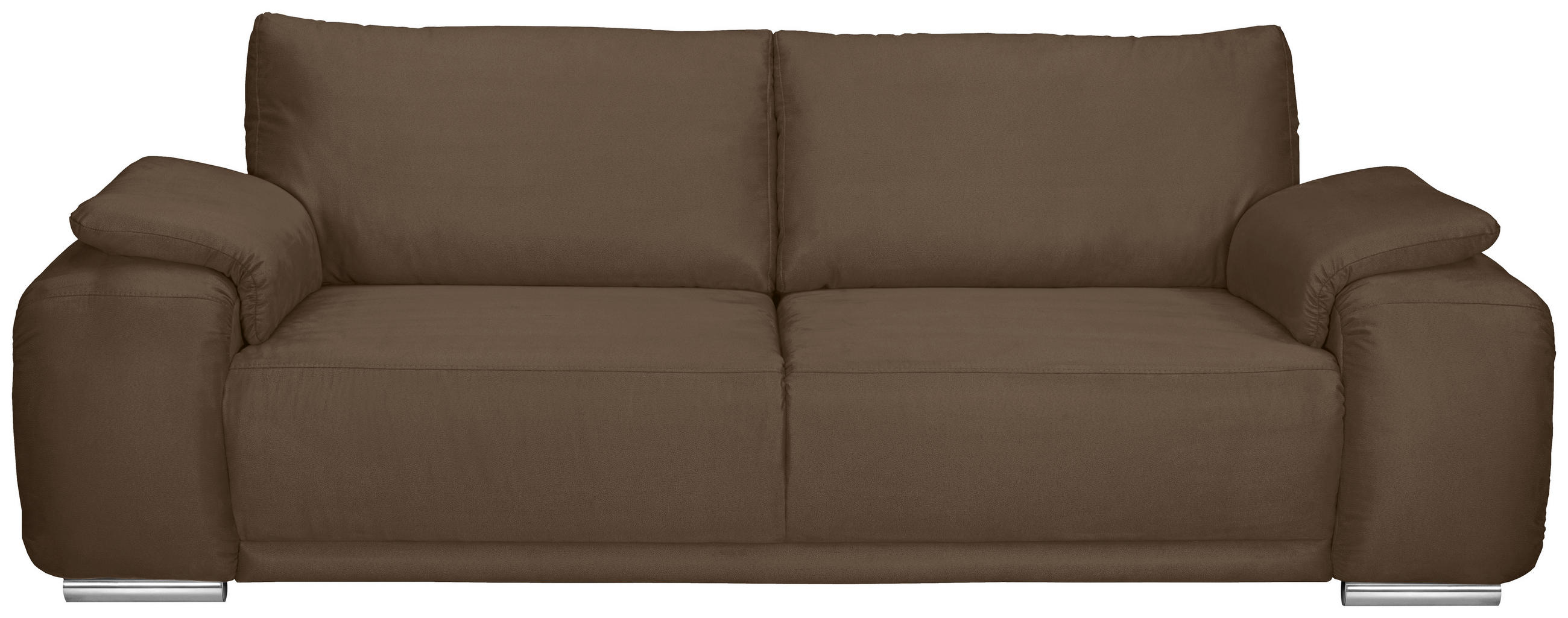 3-SITZER-SOFA Lederlook Braun - Chromfarben/Braun, KONVENTIONELL, Textil/Metall (241/85/95cm) - Carryhome