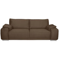 3-SITZER-SOFA Lederlook Braun  - Chromfarben/Braun, KONVENTIONELL, Textil/Metall (241/85/95cm) - Carryhome