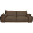 3-SITZER-SOFA Lederlook Braun  - Chromfarben/Braun, KONVENTIONELL, Textil/Metall (241/85/95cm) - Carryhome