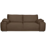 3-SITZER-SOFA Lederlook Braun  - Chromfarben/Braun, KONVENTIONELL, Textil/Metall (241/85/95cm) - Carryhome