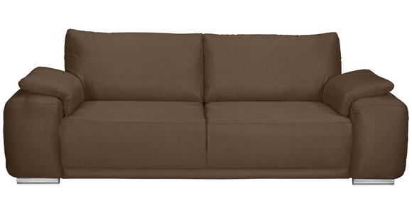 3-SITZER-SOFA Lederlook Braun - Chromfarben/Braun, KONVENTIONELL, Textil/Metall (241/85/95cm) - Carryhome