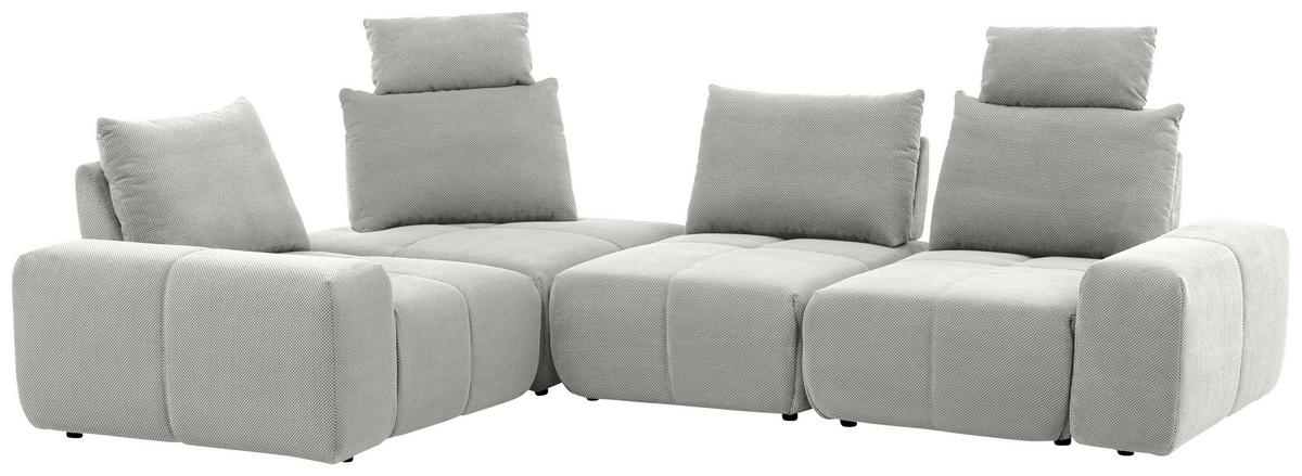 ECKSOFA in Velours Greige  - Greige/Schwarz, Design, Kunststoff/Textil (236/326cm) - Xora