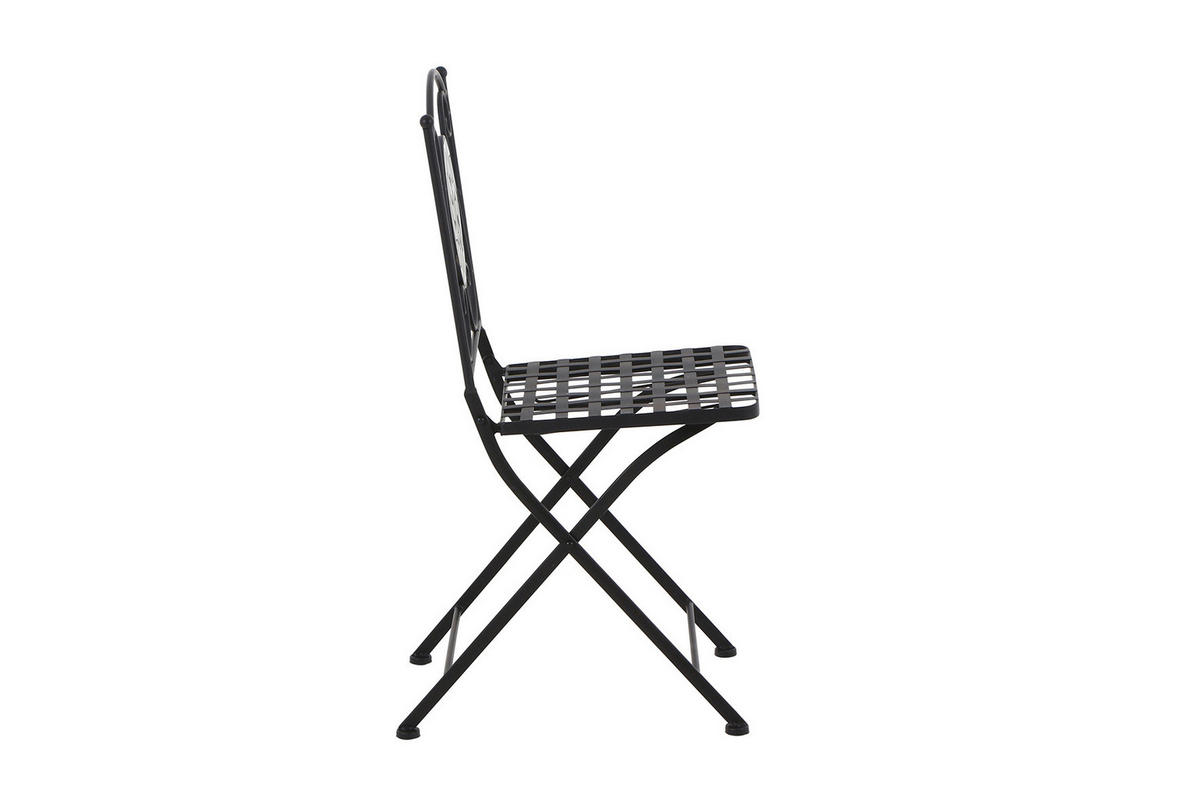 GARTENKLAPPSTUHL Stahl Schwarz  - Schwarz, KONVENTIONELL, Keramik/Metall (39/88,5/49,5cm) - Siena Garden