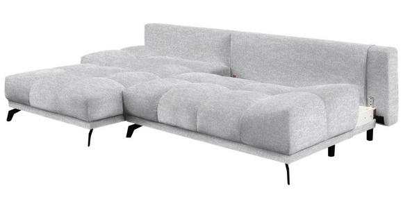 ECKSOFA in Chenille Hellgrau  - Hellgrau/Schwarz, MODERN, Textil/Metall (182/290cm) - Hom`in