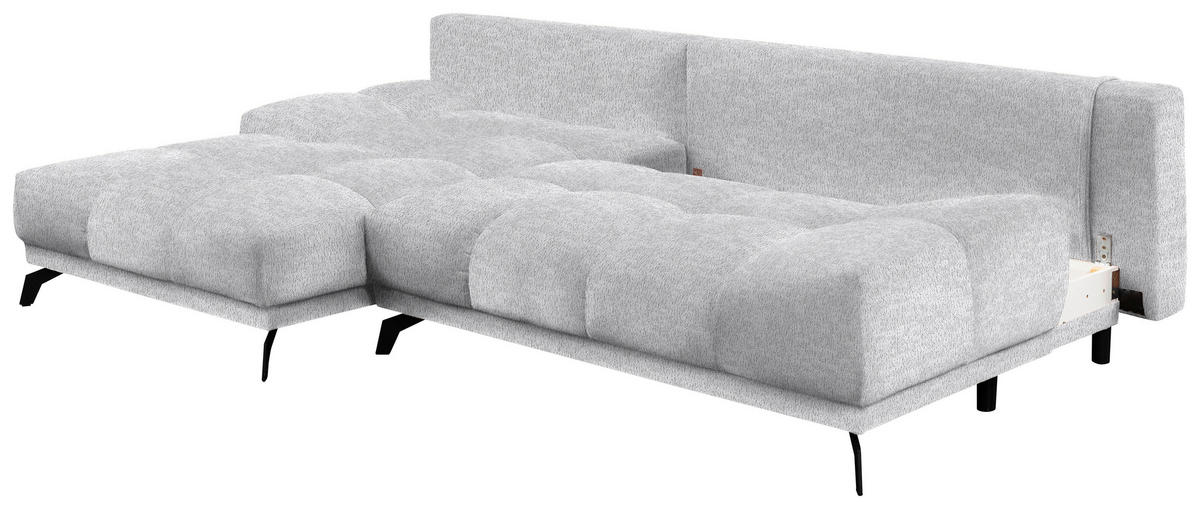 ECKSOFA in Chenille Hellgrau  - Hellgrau/Schwarz, MODERN, Textil/Metall (182/290cm) - Hom`in
