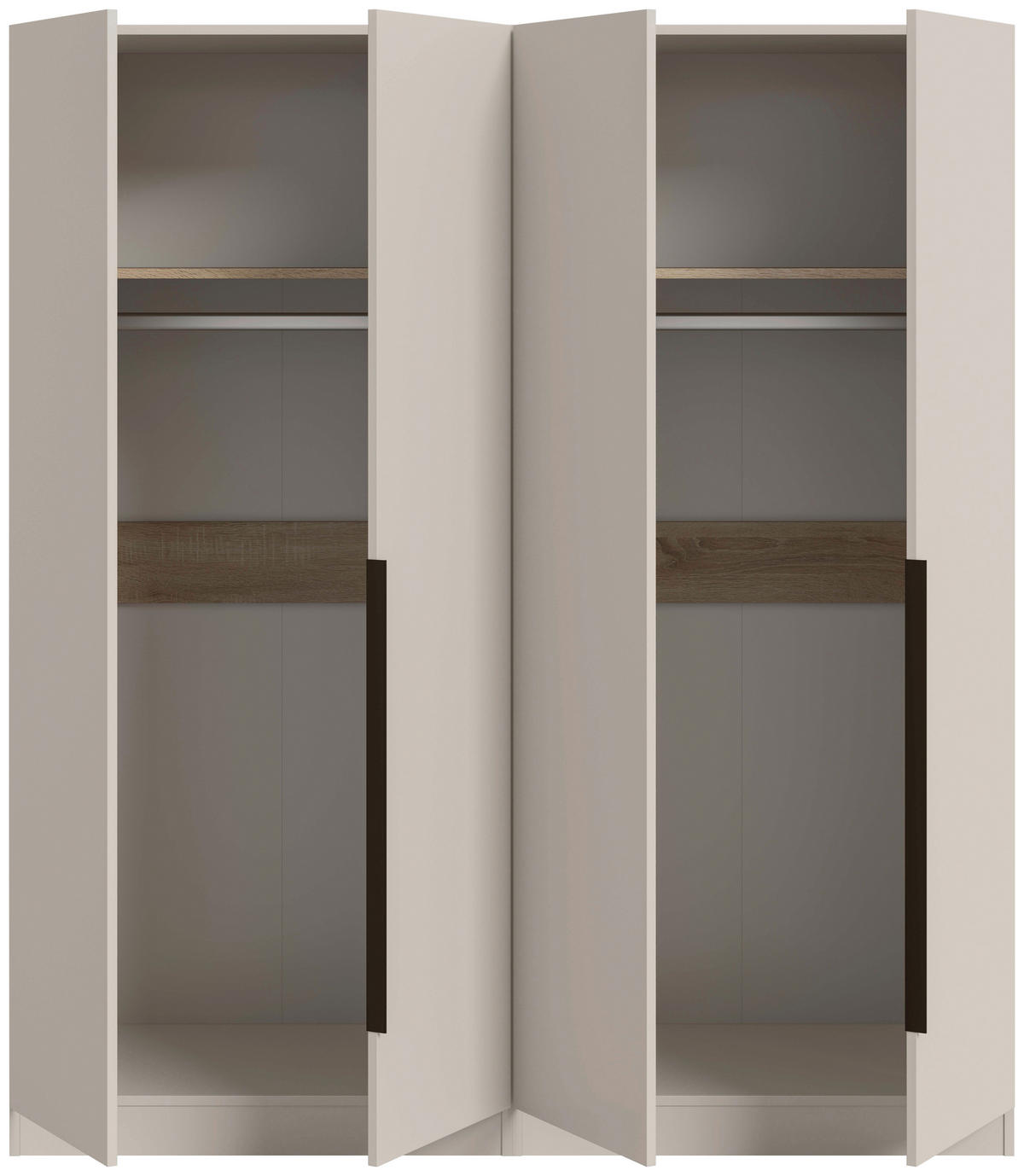 DREHTÜRENSCHRANK 160/181/52 cm,  in Kaschmir, 4-türig  - Kaschmir/Schwarz, MODERN, Holzwerkstoff/Kunststoff (160/181/52cm) - Livetastic