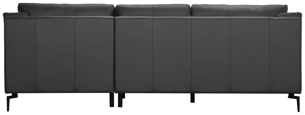 ECKSOFA Grau Echtleder  - Schwarz/Grau, Design, Leder (248/158cm) - MID.YOU