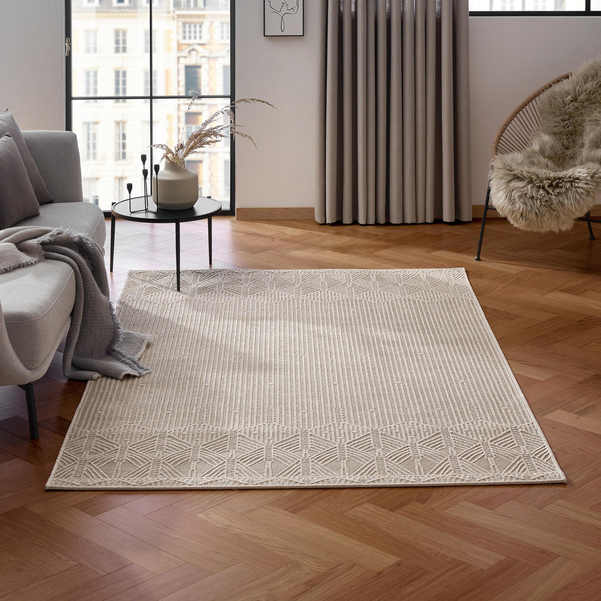 UTOMHUSMATTA 160/230 cm Anja  - beige, Romantik / Lanthus, textil (160/230cm) - Novel