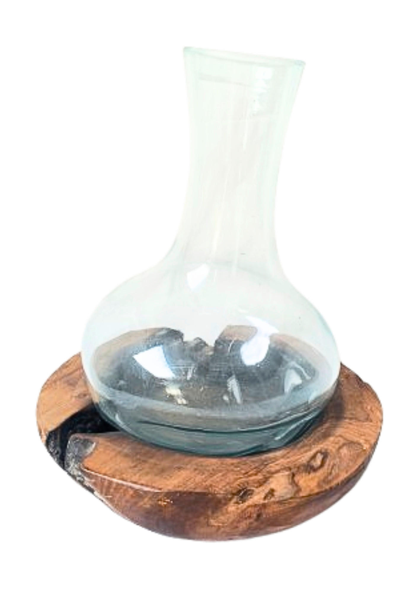 VÁZA, dřevo, sklo, 30 cm - čiré/ecru, Natur, dřevo/sklo (25/30cm) - Ambia Home