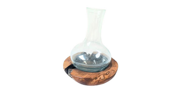 VASE 30 cm - Klar/Ecru, Natur, Glas/Holz (25/30cm) - Ambia Home