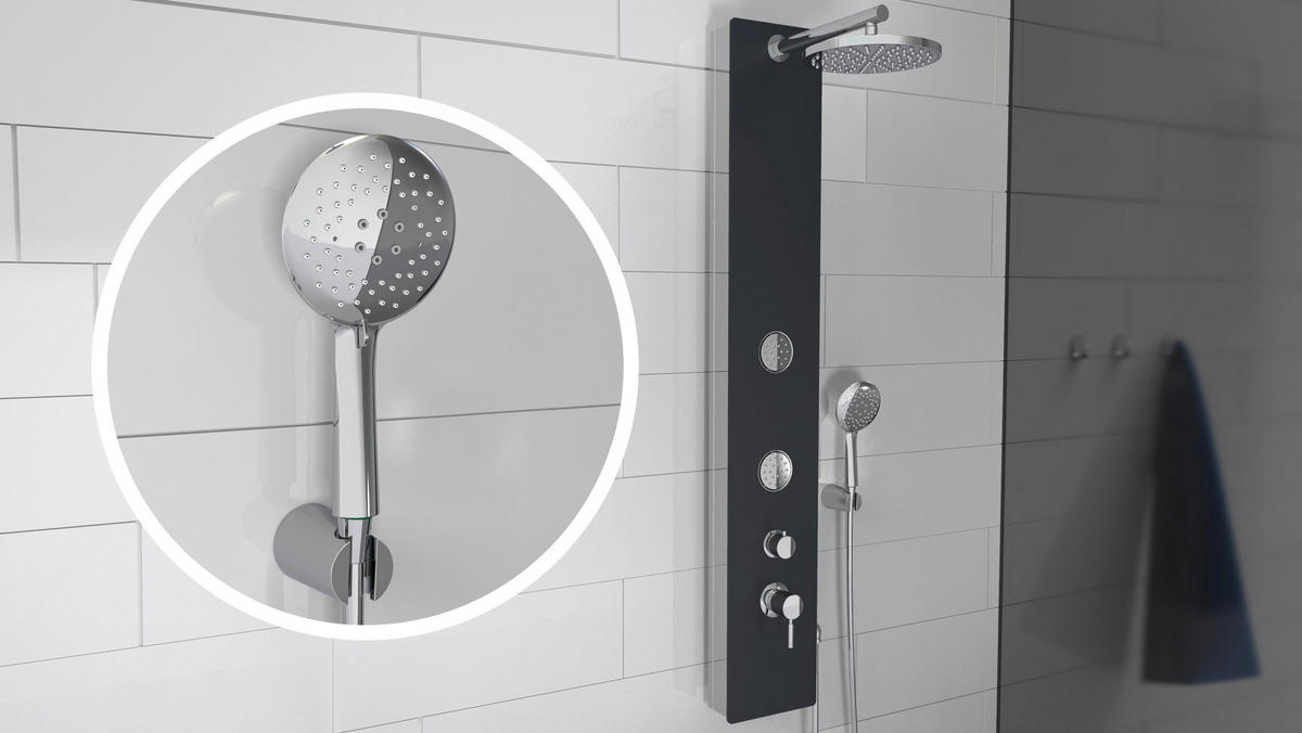 DUSCHPANEEL  - Chromfarben/Anthrazit, Design, Glas/Metall (23/145/50cm) - Schütte