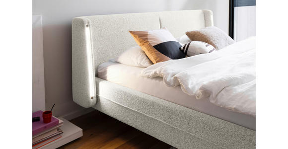 POLSTERBETT Beleuchtung 140/200 cm in Creme - Creme/Schwarz, MODERN, Textil/Metall (140/200cm) - Novel