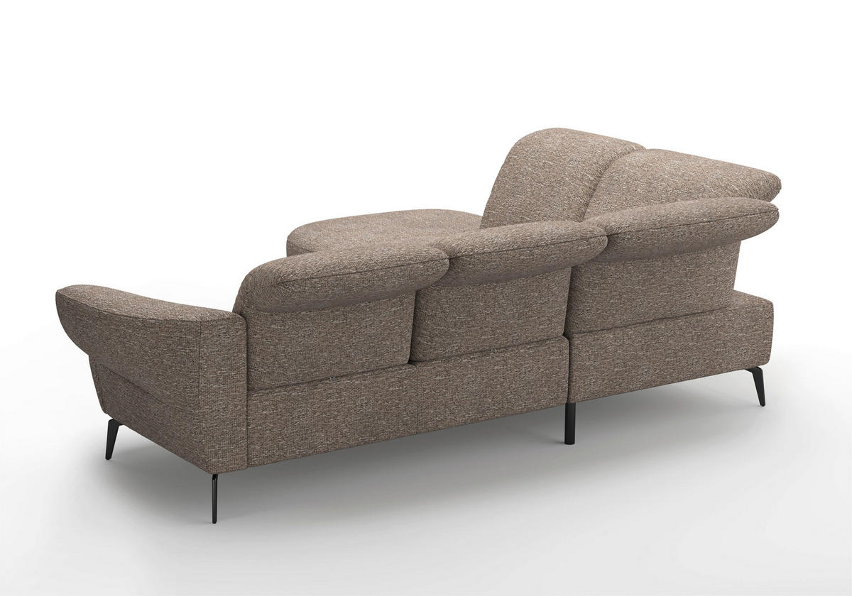 ECKSOFA in Chenille Cappuccino  270/302 cm  - Schwarz/Cappuccino, MODERN, Textil/Metall (270/302cm) - Sit & More