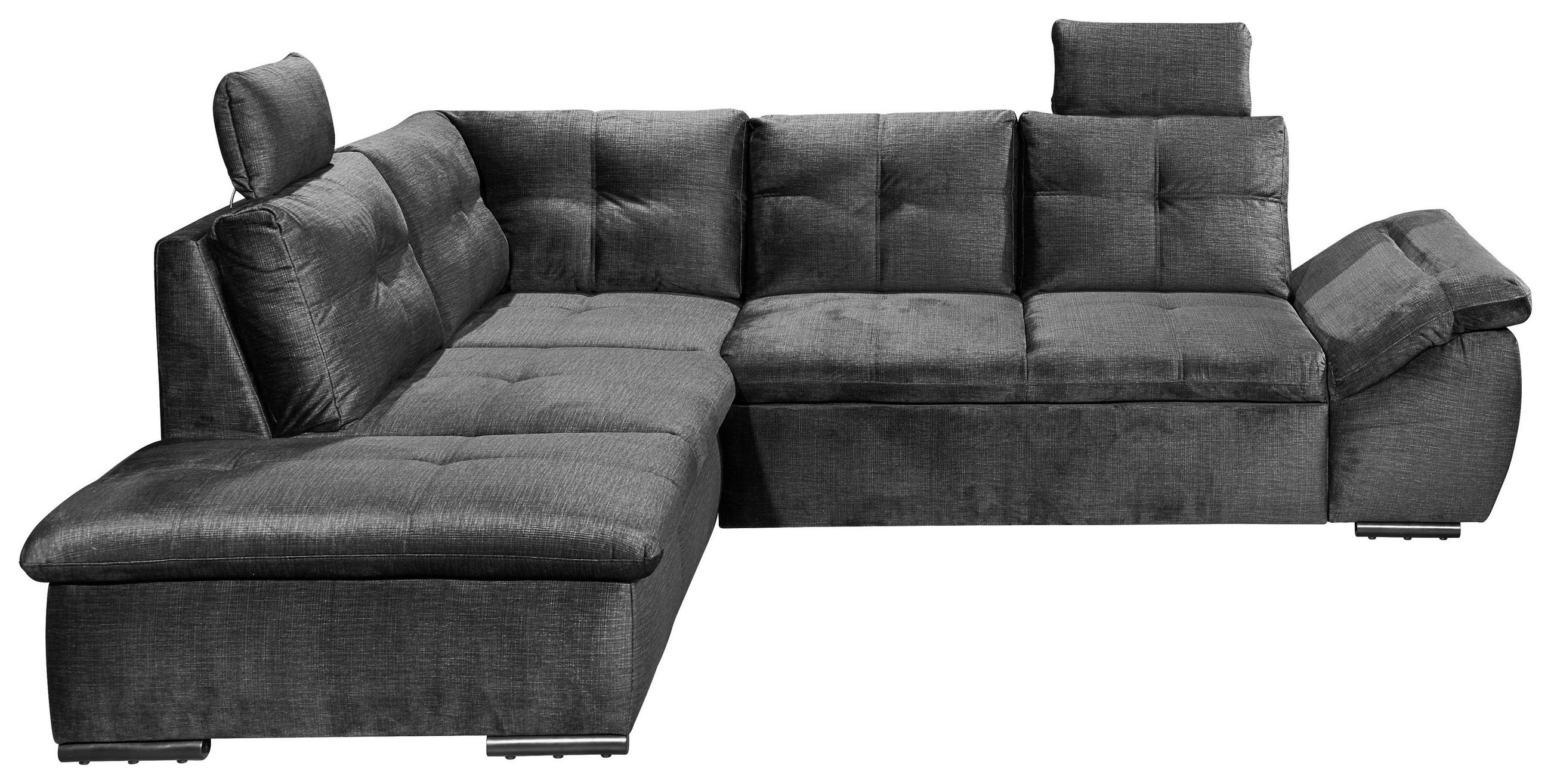 ECKSOFA Schwarz Mikrovelours  - Schwarz, KONVENTIONELL, Kunststoff/Textil (217/265cm) - Carryhome