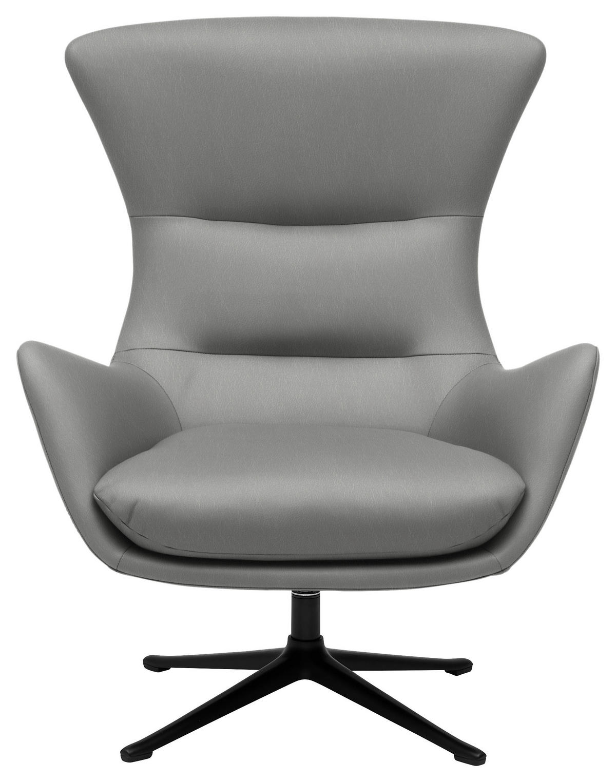 OHRENSESSEL in Grau  - Schwarz/Grau, Design, Leder/Metall (84/104/96cm) - home24