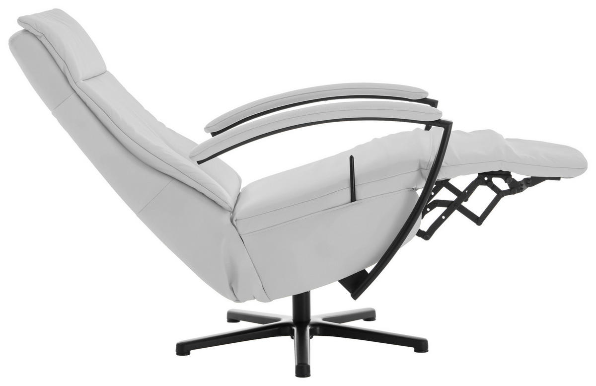 RELAXSESSEL in Leder Weiß  - Schwarz/Weiß, Design, Leder/Metall (76/112/83cm) - Beldomo Speed