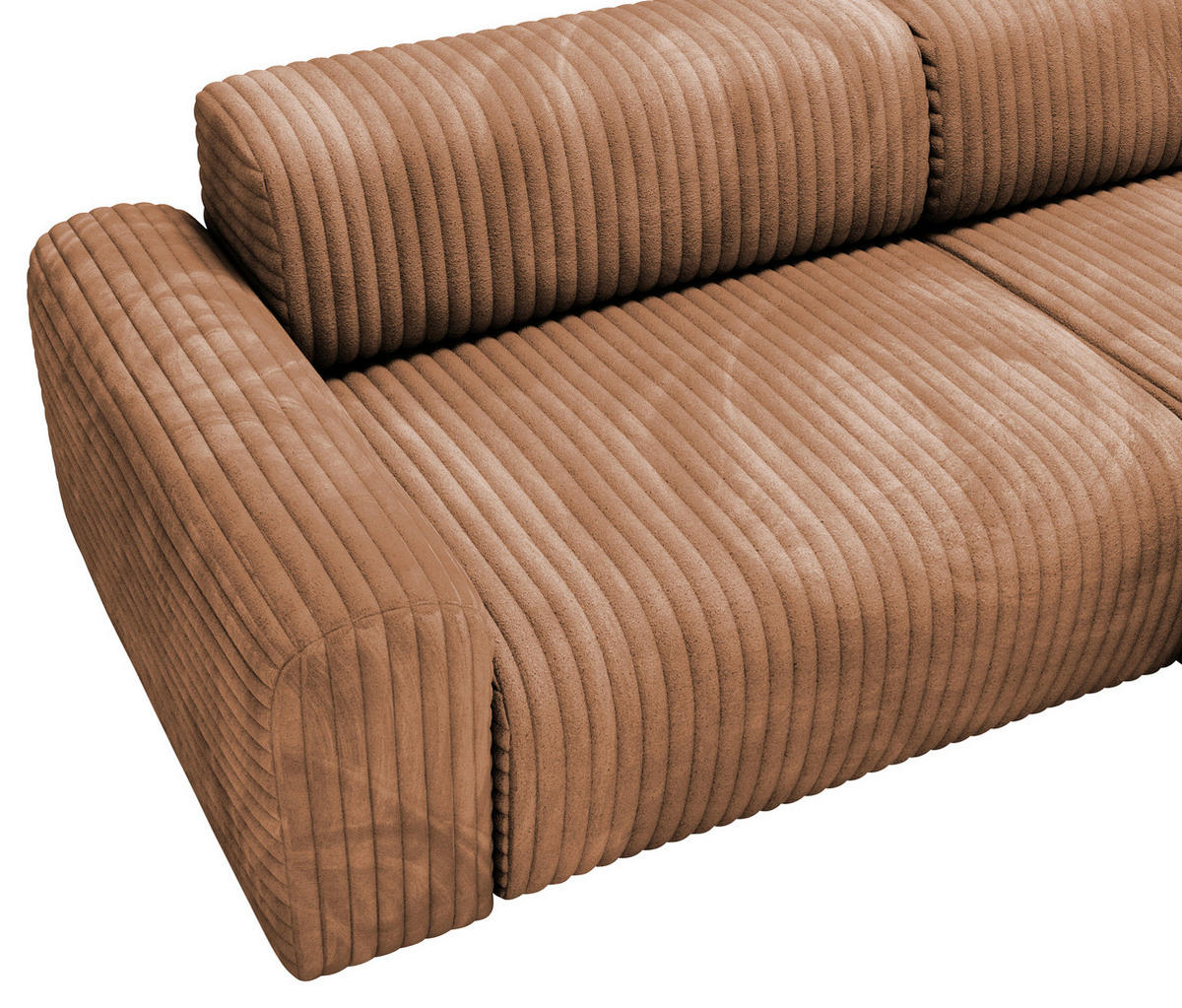 ECKSOFA Hellbraun Cord  - Hellbraun/Schwarz, Design, Kunststoff/Textil (292/178cm) - home24