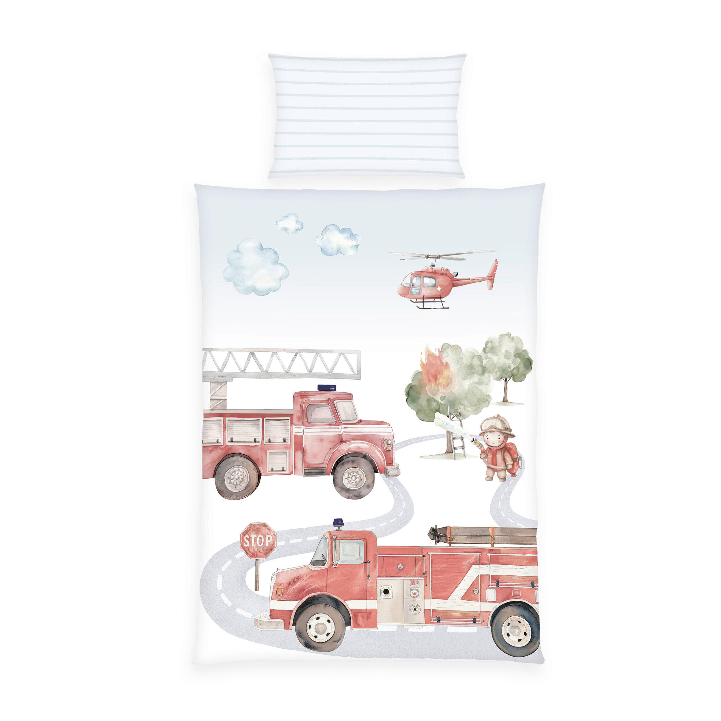 BABYBETTWÄSCHE Feuerwehr Renforcé 100/135 cm  - Rot/Weiß, Basics, Textil (100/135cm) - baby best