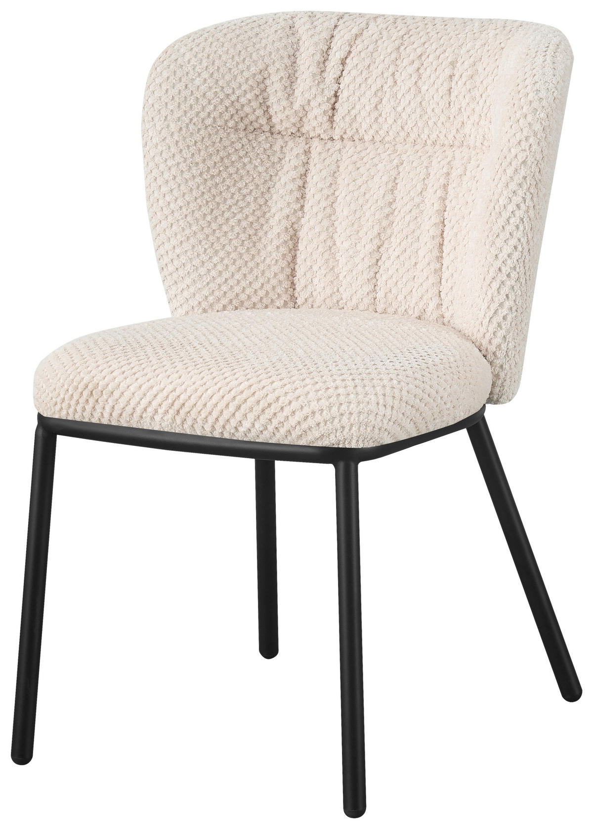 STUHL  in Eisen Webstoff  - Beige/Schwarz, Design, Textil/Metall (53,5/80/60,5cm) - Stylife