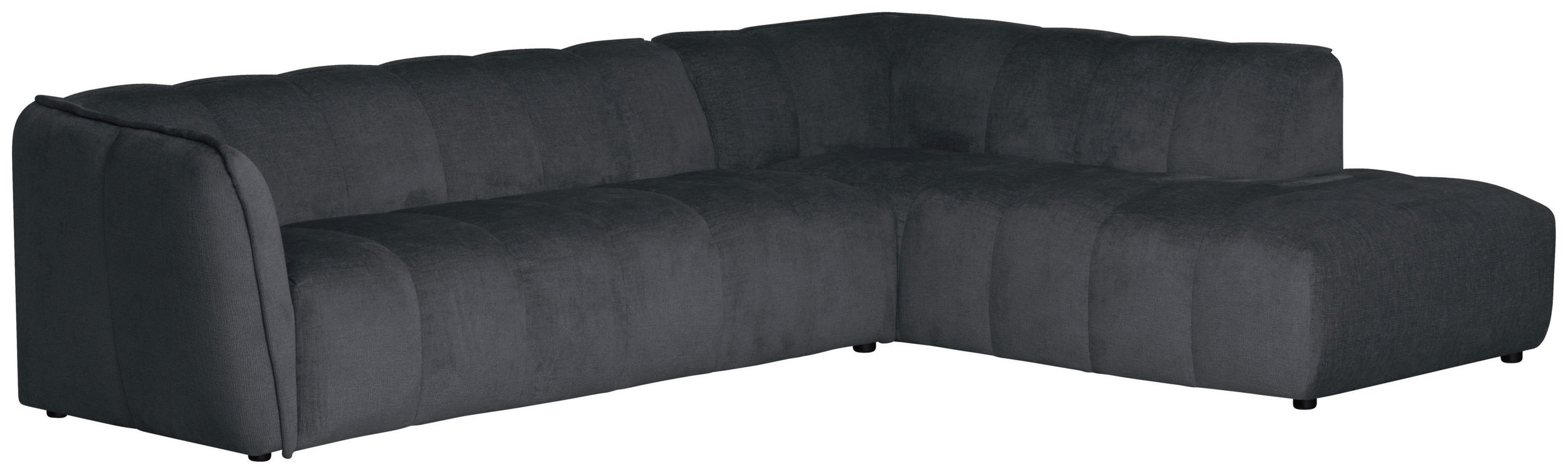 ECKSOFA  LIVOLI Grau Chenille  - Schwarz/Grau, Design, Textil (290/218cm) - MID.YOU