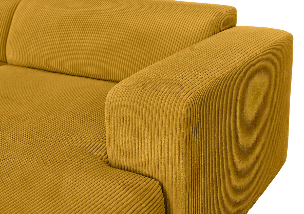ECKSOFA BASMA in Cord Senfgelb  298/175 cm  - Senfgelb/Schwarz, Design, Kunststoff/Textil (298/175cm) - P & B